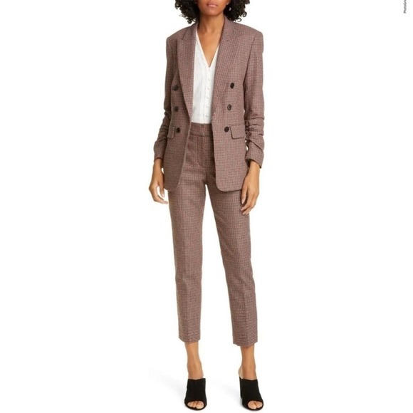 Veronica Beard Gemini Check Crop Pants Red Multi 6 - Picture 1 of 13